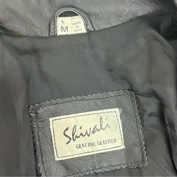 Vintage 80s Womens Black Leather Jacket Cropped Mob Wife Retro Moto Urban Medium - Picture 9 of 11